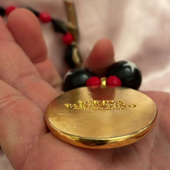 RARE Tarina Tarantino Midnight circus My 2 cents embroidered opinion necklace - Picture 12 of 12